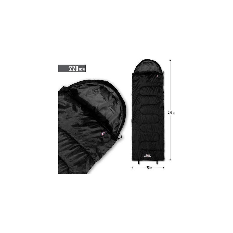 Pentagon Sleeping Bag Μονό 2 Εποχών Major 370gr/M² Black