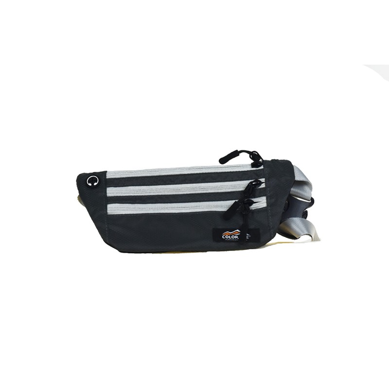 Colorlife Τσαντάκι μέσης χρημάτων ultra light 25x11 cm Νο 0031-11 μαύρο με γκρι φερμουάρ