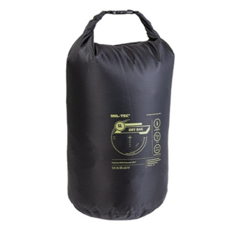 Mil-Tec Water resistant Drybag, Rip Stop, 5L, black Mil-Tec Water resistant Drybag, Rip Stop, 5L, black