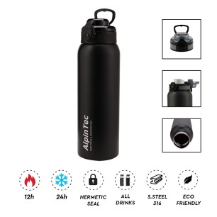 Θερμός Ανοξείδωτος ALPIN TEC WAYFARER 1000 ML black