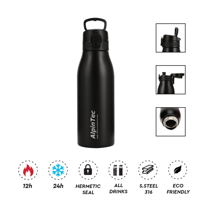 Θερμός Ανοξείδωτο ALPIN TEC FELLOW 2 600ML Black Θερμός Ανοξείδωτο ALPIN TEC FELLOW 2 600ML Black
