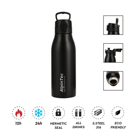 Θερμός Ανοξείδωτο ALPIN TEC FELLOW 2 600ML Black
