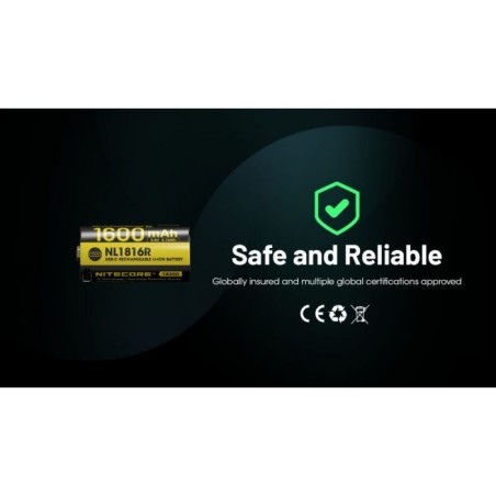 NiteCore Επαναφορτιζόμενη Μπαταρία 18350 Li-ion 1600mAh NL1816R