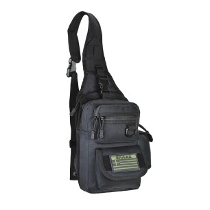 Commander Τακτικό Τσαντάκι Ώμου / Χιαστί Sling Bag EDC με Velcro «ΕΛΛΑΣ» & Αμφιδέξιο Σχεδιασμό – Μαύρο (30x20x10cm)