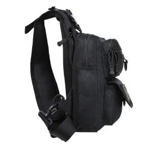 Commander Τακτικό Τσαντάκι Ώμου / Χιαστί Sling Bag EDC με Velcro «ΕΛΛΑΣ» & Αμφιδέξιο Σχεδιασμό – Μαύρο (30x20x10cm)