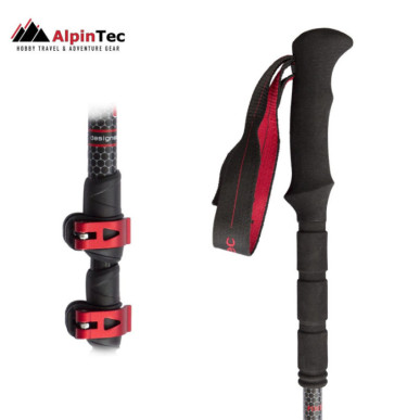 Μπατόν πεζοπορίας ALPINTEC PINDOS CARBON F/LOCK  (2 ΤΜΧ)  C81BL μαύρο