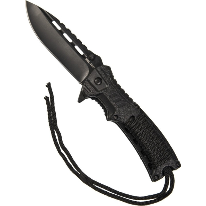 Mil-Tec Black One-Hand Knife Paracord w.Fire Starter Σουγιάς Επιβίωσης