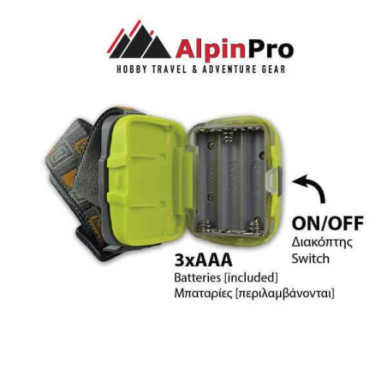 ALPINPRO Φακός κεφαλής αδιάβροχος CA-3178