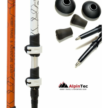 Μπατόν πεζοπορίας τηλεσκοπικά ALPINTEC OLYMPUS F/LOCK  (2 ΤΜΧ) FA7N2W Λευκά
