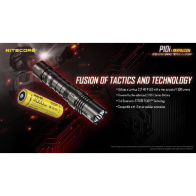 NiteCore Φακός USB Led 1800lm P10i Precise Tactical Strobe Ready